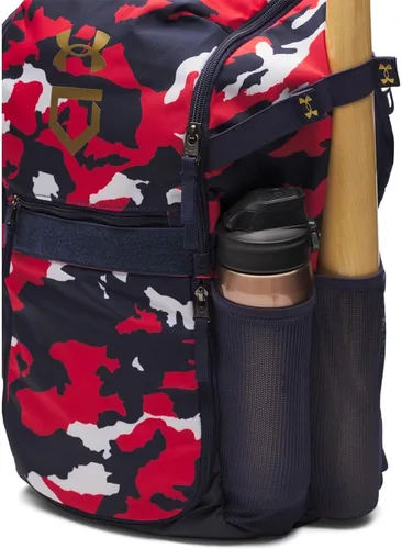 Miniatura 3 de Under Armour Mochila de béisbol para adulto unisex Utility con estampado, Tamaño único (412) Azul marino medianoche/ Oro metálico