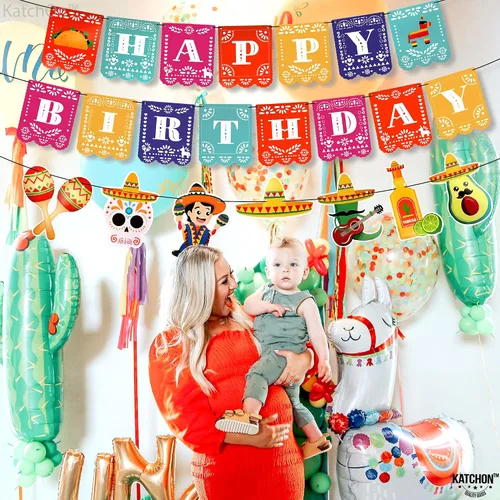 Miniatura 7 de KatchOn, Cartel de cumpleaños mexicano de 15 pies, preencordado, decoraciones de feliz cumpleaños, cartel mexicano de fiesta de feliz cumpleaños