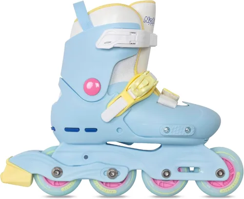 Nattork Patines en línea para niñas, niños, adolescentes, niños de 4 a 16 años, 4 tamaños, cuchillas ajustables para cumpleaños en interiores y Azul