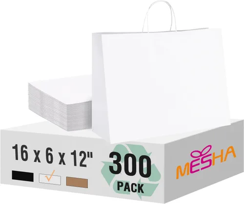 Miniatura 22 de MESHA Bolsas de papel kraft marrón de 10 x 5 x 13 pulgadas, 100 unidades, bolsas de regalo grandes con asas a granel, bolsa de compras reutilizable