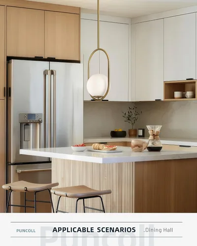 Miniatura 3 de Lámparas colgantes doradas – Iluminación colgante de 1 luz para isla de cocina con vidrio blanco lechoso – Lámparas colgantes vintage – Luces