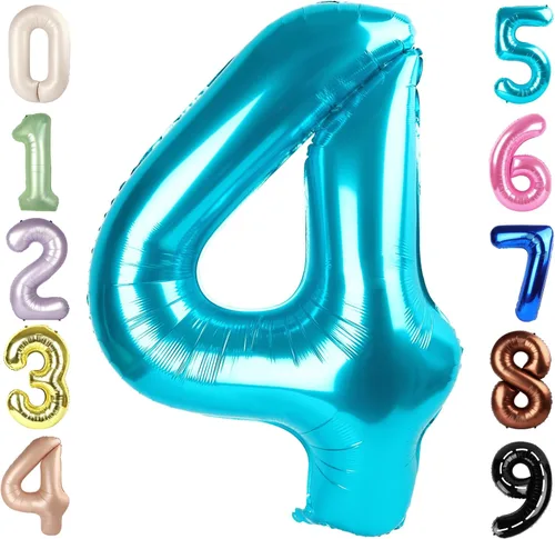 Miniatura 194 de Globos de números de 5 globos de 40 pulgadas, decoraciones de cumpleaños azules para niños y niñas, globos de números azul marino grandes