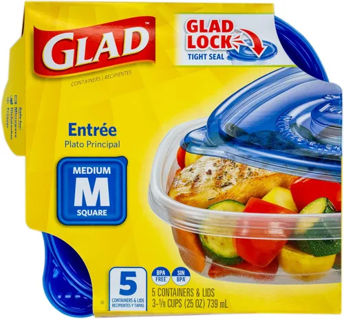 Miniatura 3 de Glad GladWare Entree - Recipientes de almacenamiento de alimentos con tapas, plástico cuadrado mediano sin BPA para preparación de comidas