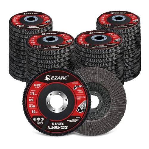 Miniatura 8 de EZARC Discos de solapa de 4-1/2 pulgadas para amoladora angular, paquete de 50 discos de lijado de solapa, abrasivos de óxido de aluminio tipo 29