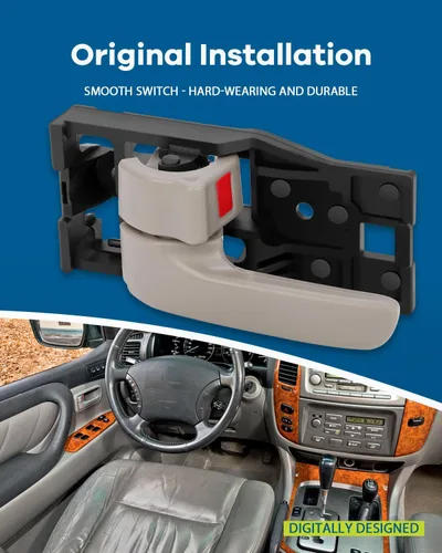 Miniatura 3 de LUJUNTEC Manija de puerta interior – Conductor delantero izquierdo del pasajero lado derecho, repuesto directo gris para Toyota 2000-2006