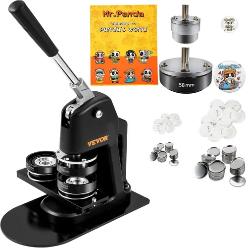 VEVOR Máquina para hacer botones, varios tamaños de 1 + 2.25 pulgadas, kit de prensa de perforación de insignias, para niños, para hacer