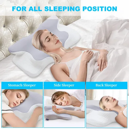 Miniatura 2 de Almohada cervical para cuello y hombros, almohada cervical de espuma viscoelástica, almohada ortopédica ergonómica mejorada para el cuello