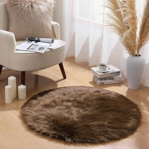 Miniatura 34 de Ashler Home Deco - Tapete de pelo sintético de oveja, mullido, suave, de 2 x 3 pies, lavable a máquina, dormitorio, habitación de los niños, sala