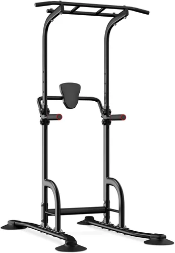 BangTong&Li - Torre de ejercicio, barra de dominadas, estación de fondos, soporte para el gimnasio en casa, equipo de entrenamiento de fuerza Negro