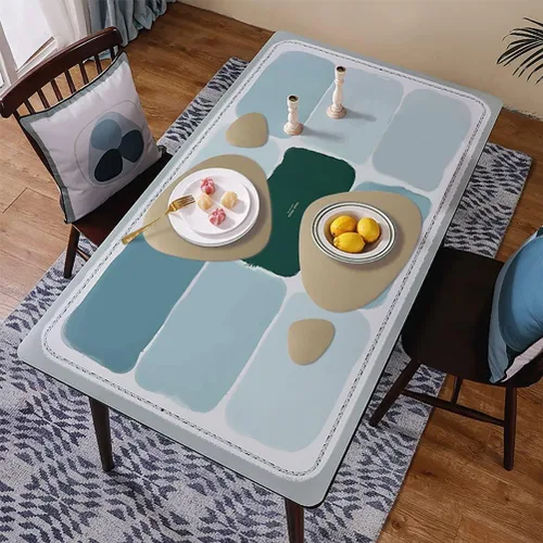 Miniatura 9 de Juego de 2 manteles individuales y posavasos de piel sintética, redondos de cuero para mesa de comedor, resistentes al calor, antideslizantes