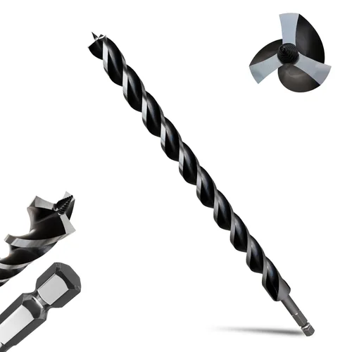 Miniatura 36 de 8 brocas profesionales de 12 pulgadas de largo para madera con vástago hexagonal de cambio rápido de 1/4 pulgadas (1/4-7/8 pulgadas), diseño de 3