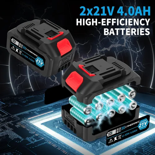 Miniatura 4 de Mini motosierra inalámbrica, de 8 y 6 pulgadas con 2 baterías de 4.0 Ah, 4 cadenas, 4 placas guía, indicador LED, motosierra eléctrica sin