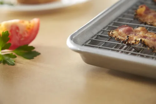 Miniatura 3 de Utensilio para horno lámina cuadrante USA Pan, lámina para hornear y juego de rejilla para enfriamiento antiadherente, metálico , juego