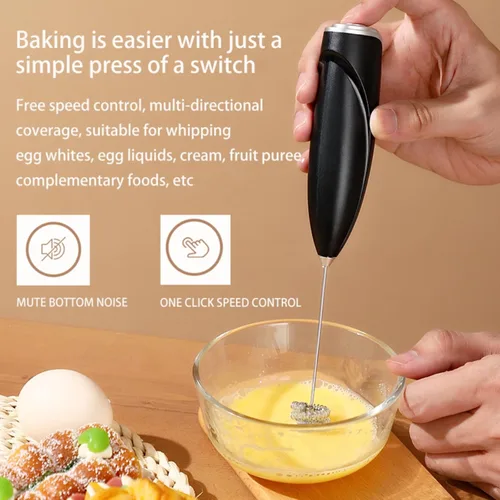 Miniatura 3 de Espumador de leche eléctrico de mano con soporte inalámbrico de acero inoxidable para batir café, crema y huevos