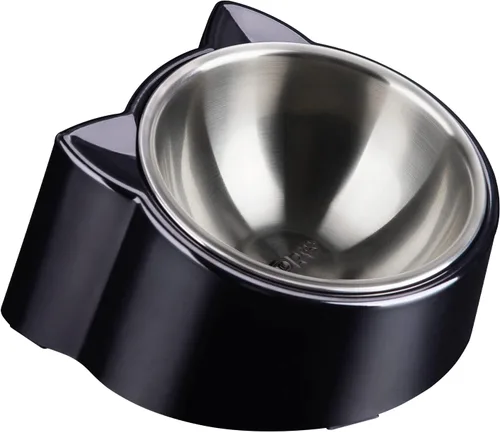 Comedero inclinado para gatos, 15 inclinados, ortopédico, antivómitos, a prueba de derrames, elevado, acero inoxidable, inclinado, tazón de comida