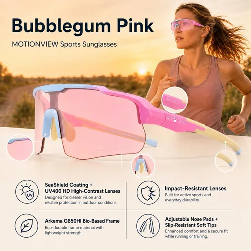 Miniatura 3 de MOTIONVIEW - Gafas de sol deportivas para exteriores, HD, alto contraste, UV400, para correr, béisbol, softbol, deportes, ecológicas