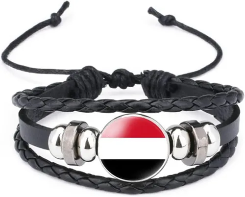 Miniatura 39 de vmcoatdu Mundial Muchas Banderas Nacionales Brazalete Retro de Aleación de Cuero para Pulsera de Cuerda Trenzada de Bandera Nacional