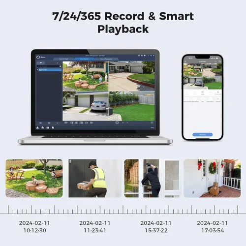 Miniatura 6 de [Audio de 2 vías ampliable de 16 canes] Sistema de cámara de seguridad Hiseeu 4K PoE, 8 puertos PoE NVR con 4 cámaras de seguridad IP de 5 MP