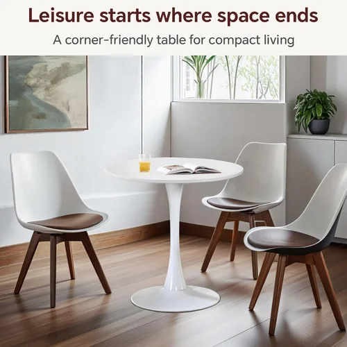 Miniatura 3 de Mesa de comedor redonda de tulipán blanco de 27.5 pulgadas para espacio pequeño, mesa de cocina moderna con base de pedestal para 2-4 personas