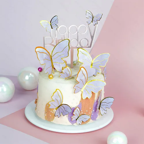 Miniatura 4 de AUOCATTAIL 20 piezas de decoración de pastel de mariposa 3D rosa y morado mariposa para niñas y mujeres, decoración de pastel de cumpleaños, boda