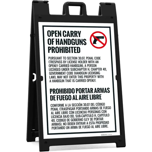 Miniatura 7 de Concealed Carry Prohibited Texas Penal Code Bilingual Sidewalk Sign Kit, (SI-74332) 18x24 Inches, Replacement Panels (2 Pack) 160 Mil Thick