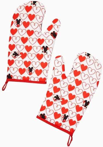 Mickey Mouse Red Heart Series - Manoplas de horno (2 unidades) | Bonitos accesorios de cocina y artículos para el hogar de Disney | Guantes gruesos