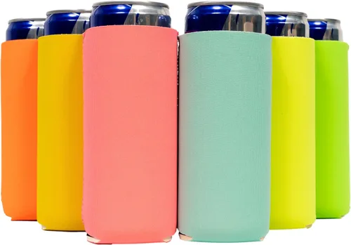 Miniatura 32 de QualityPerfection Fundas delgadas para enfriar latas, cerveza/energía (paquete de 6) para bebidas en blanco, 12 onzas, alta calidad, 0.157 in