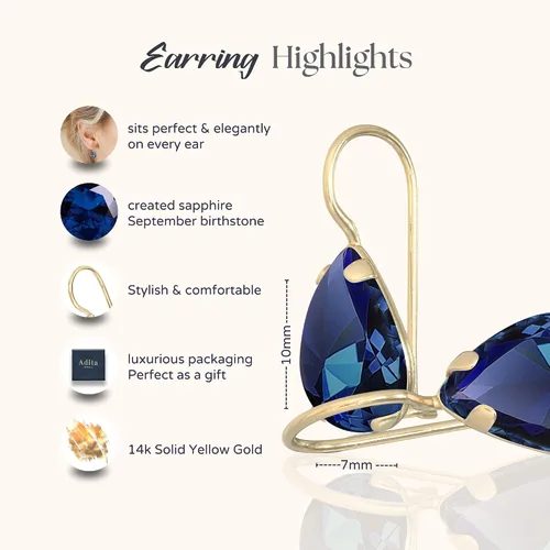 Miniatura 51 de 14K Solid Gold Earrings - Gemstone Earrings for Women - 14K Gold Earrings for Women - Birthstone Earrings - Teardrop Earrings for Women - Gold