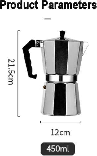 Miniatura 4 de Cafetera de café expreso para estufa, olla moka de 9 tazas Cafetera de aluminio con filtro de acero inoxidable Cafetera de espresso clásica