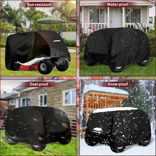 Miniatura 7 de Cubierta para cortacésped de montar - Cubierta para tractor cortacésped de exterior impermeable resistente 420D anti-UV, ajuste universal, cubiertas
