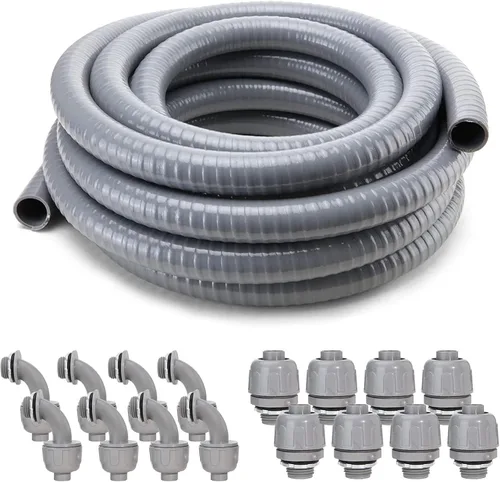 DWALE Kit de conducto y conector hermético a líquidos, conducto eléctrico flexible no metálico hermético, kit de conducto eléctrico de 3/4 pulgadas