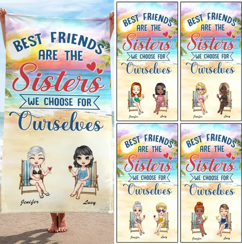 Miniatura 10 de Toalla de playa personalizada Chibi Bestie, hawaiana en la playa, piscina, fiesta para niños pequeños, niñas, regalos, mejores amigas, toalla