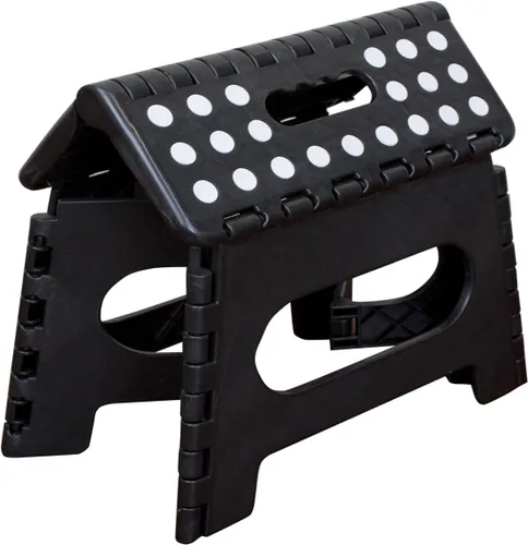 Miniatura 6 de Home Basics Taburete plegable grande de plástico con puntos antideslizantes, color negro
