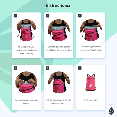 Miniatura 9 de Skog Å Kust GymSak - Bolsa de cincha con cordón 2 en 1 con bolsa seca impermeable extraíble