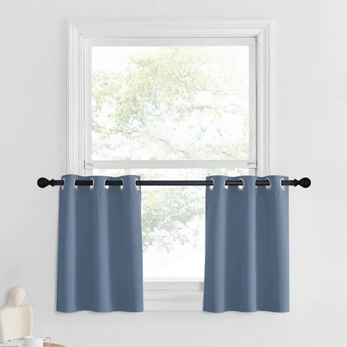 Miniatura 247 de NICETOWN Cortinas opacas de cocina para ventana sobre el fregadero, aislamiento térmico, decoración del hogar, pequeños niveles opacos con ojales
