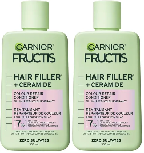 Miniatura 11 de Garnier Fructis Hair Filler Champú reparador de color con ceramida, champú suavizante y sin sulfatos para cabello teñido y decolorado, 10.1 onzas