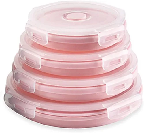 Miniatura 11 de CARTINTS Recipientes plegables de silicona azul para almacenamiento de alimentos, tazones de preparación/almacenamiento con tapas, recipientes