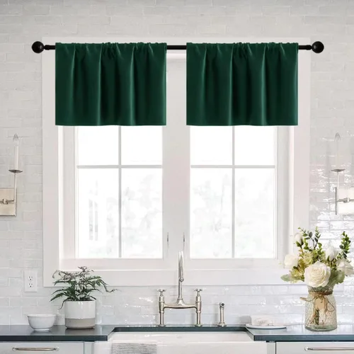 Miniatura 20 de XTMYI Cortinas de tela impermeable de 30 pulgadas para ventana de baño, cocina, mini ducha, pequeños paneles de cortina opacas cortos, juego de 2