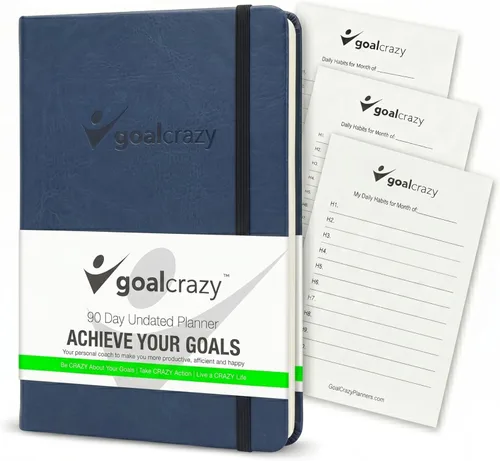 Miniatura 10 de Goal Crazy Agenda diaria sin fecha para lograr tus objetivos, diario guiado de 90 días y organizador de productividad con establecimiento de Marrón
