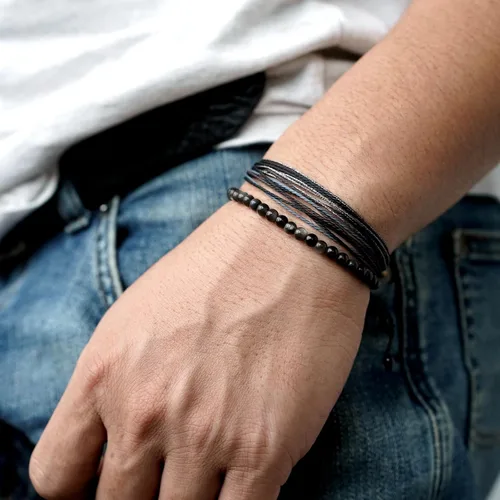 Miniatura 4 de Mezcla Vida Pulseras de cuentas de piedra natural para hombres y mujeres, unisex, ajustables, impermeables, juego de pulseras de cuerda para el día
