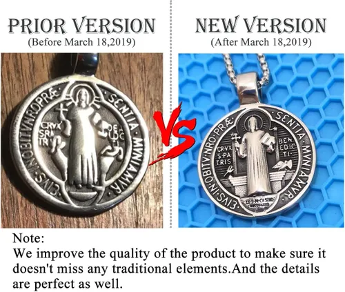 Miniatura 3 de Collar con colgante de exorcismo de San Benito para hombre, acero inoxidable, cruz católica romana, protección de demonios, cazador de fantasmas