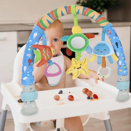 Miniatura 5 de Caterbee Barra de juguete para bebé con clip para cuna y cochecito de bebé, juguete de arco de viaje, moisés para niños pequeños (estrella)
