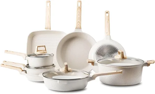 Miniatura 9 de VEVOR Juego de ollas y sartenes antiadherentes, juego de utensilios de cocina de granito, utensilios de cocina de inducción, juegos de cocina de RV