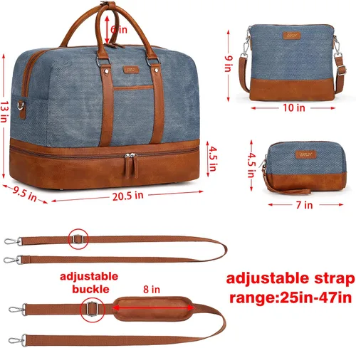 Miniatura 188 de IBFUN Bolsas de fin de semana para mujer, bolsa grande de lona para viaje, bolsa de viaje con compartimento para zapatos, 21 pulgadas, juego de 3