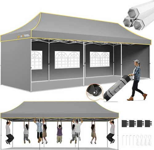 Miniatura 10 de Hoteel 10x15 Pop Up Canopy Tent Heavy Duty with 4 Sidewalls, Waterproof Party Tent, Easy Set-up Commercial Instant Tents with Roller Bag & Sandbags