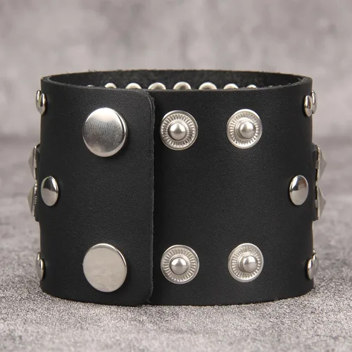 Miniatura 4 de Jeilwiy Pulseras de cuero punk para hombres, pulseras hechas a mano, brazalete ancho, joyería trenzada, color negro y marrón, ajustable, regalos
