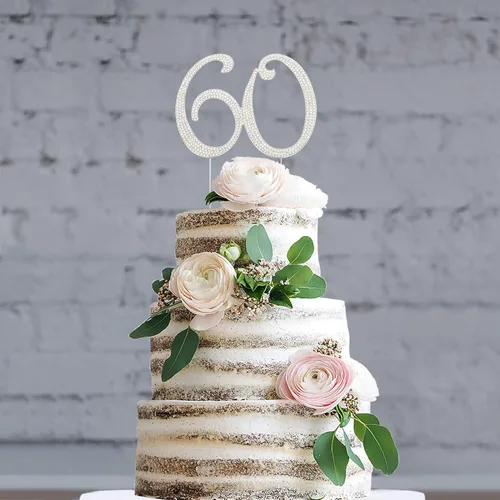 Miniatura 3 de Decoración para pastel 30 con strass de cristales premium. Monograma de número treinta, para cumpleaños o aniversario número 30