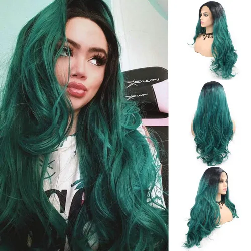Miniatura 16 de Peluca Baby Blue para Mujeres, las Mejores Pelucas de encaje frontal azules, predepiladas, largas onduladas, peluca de cabello real, sin pegamento