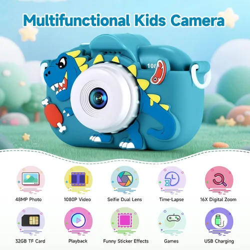 Miniatura 2 de Cámara digital para niños pequeños de YEEHAO, juguetes para niños de 3 a 9 años, cámara de video para niños pequeños de 1080P, regalos de Navidad