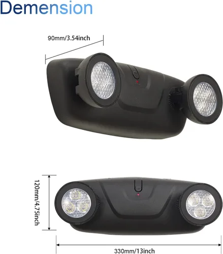 Miniatura 3 de TANLUX Luces de emergencia LED con batería de respaldo, luces de emergencia comerciales ajustables de dos cabezales, certificación UL, CA 120/277V
